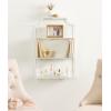 imageKate and Laurel Ciel Modern Glam Wide TwoTier Wall Shelf 24 x 20 Bronze Tiered Bathroom Shelves for Over The Toilet Storage or Bedroom Makeup OrganizerWhite