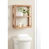 imageKate and Laurel Dahl Modern Mango Wood Tiered Wall Shelf 18 x 7 x 22 Black Decorative Over The Toilet Shelf for Use as Bathroom Storage or Living Room Display ShelvingNatural