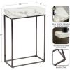 imageKate and Laurel Karlsen Modern Faux Marble and Metal Narrow Side Table 16 x 8 x 24 White and Gray Gunmetal Minimal Slim End Table for Use as Bedroom Nightstand or Entryway AccentWhitePewter