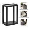 imageKate and Laurel Keating Modern Rectangle Mango Wood End Table 16 x 10 x 24 Clear Glass and Black Decorative Contemporary Ribbed Glass Side Table for Bedroom Nightstand or Living Room AccentBlack