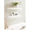 imageKate and Laurel Maida Modern Decorative Wavy Wall Floating Shelves Set of 2 24 x 8 White Functional Scalloped Kitchen and Bathroom Shelves for Above Toilet or Cute Nursery Bookshelves