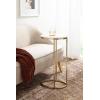 imageKate and Laurel Natalli Modern Glam Oval CTable 14 x 9 x 28 White Marble and Gray Gunmetal Elegant CShaped Side Table with Marble Tabletop and Space Saving DesignGold