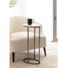 imageKate and Laurel Natalli Modern Glam Oval CTable 14 x 9 x 28 White Marble and Gray Gunmetal Elegant CShaped Side Table with Marble Tabletop and Space Saving DesignWhitePewter