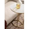 imageKate and Laurel Natalli Modern Glam Oval CTable 14 x 9 x 28 White Marble and Gray Gunmetal Elegant CShaped Side Table with Marble Tabletop and Space Saving DesignGold