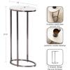 imageKate and Laurel Natalli Modern Glam Oval CTable 14 x 9 x 28 White Marble and Gray Gunmetal Elegant CShaped Side Table with Marble Tabletop and Space Saving DesignWhitePewter