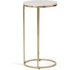 imageKate and Laurel Natalli Modern Glam Oval CTable 14 x 9 x 28 White Marble and Gray Gunmetal Elegant CShaped Side Table with Marble Tabletop and Space Saving DesignGold