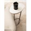 imageKate and Laurel Natalli Modern Glam Oval CTable 14 x 9 x 28 White Marble and Gray Gunmetal Elegant CShaped Side Table with Marble Tabletop and Space Saving DesignWhitePewter