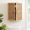 imageKate and Laurel Ori Transitional Cane TwoDoor Wall Cabinet 22 x 7 x 28 Natural Wood Decorative Rattan OverTheToilet Storage Cabinet with Three Shelves for Bathroom Decor or Living Room Display