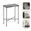 imageKate and Laurel Sanzo Modern Metal Skinny Side Table 17 x 9 x 24 Gunmetal Rectangular Slim Bedroom Nightstand with Hammered Tabletop for Use as Bedside Accent or Narrow Living Room End TablePewter