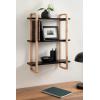 imageKate and Laurel Summit Modern ThreeTier Wall Shelf 18 x 6 x 25 Black and Natural Wood Transitional Decorative MultiTiered Storage Shelf Wall Organizer for Decor and Display