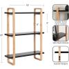 imageKate and Laurel Summit Modern ThreeTier Wall Shelf 18 x 6 x 25 Black and Natural Wood Transitional Decorative MultiTiered Storage Shelf Wall Organizer for Decor and Display