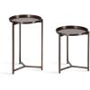 imageKate and Laurel Aguilar Modern Metal Round Nesting Tables Set of Two Black Transitional TwoPiece Circle Side Table Set for Use as Tiered Plant Stands or Outdoor Plant DecorBronze