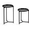 imageKate and Laurel Aguilar Modern Metal Round Nesting Tables Set of Two Black Transitional TwoPiece Circle Side Table Set for Use as Tiered Plant Stands or Outdoor Plant DecorBlack