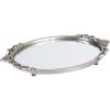 imageKate and Laurel Arendahl Vintage Oval Mirrored Decorative Tray 17 x 10 Antique Black Traditional Ottoman Tray for Living Room Home Decor with Ornate DetailingSilver