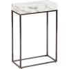 imageKate and Laurel Karlsen Modern Faux Marble and Metal Narrow Side Table 16 x 8 x 24 White and Gray Gunmetal Minimal Slim End Table for Use as Bedroom Nightstand or Entryway AccentWhitePewter