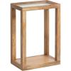 imageKate and Laurel Keating Modern Rectangle Mango Wood End Table 16 x 10 x 24 Clear Glass and Black Decorative Contemporary Ribbed Glass Side Table for Bedroom Nightstand or Living Room AccentNatural