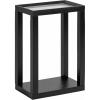 imageKate and Laurel Keating Modern Rectangle Mango Wood End Table 16 x 10 x 24 Clear Glass and Black Decorative Contemporary Ribbed Glass Side Table for Bedroom Nightstand or Living Room AccentBlack