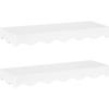 imageKate and Laurel Maida Modern Decorative Wavy Wall Floating Shelves Set of 2 24 x 8 White Functional Scalloped Kitchen and Bathroom Shelves for Above Toilet or Cute Nursery Bookshelves