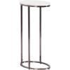 imageKate and Laurel Natalli Modern Glam Oval CTable 14 x 9 x 28 White Marble and Gray Gunmetal Elegant CShaped Side Table with Marble Tabletop and Space Saving DesignWhitePewter