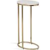 imageKate and Laurel Natalli Modern Glam Oval CTable 14 x 9 x 28 White Marble and Gray Gunmetal Elegant CShaped Side Table with Marble Tabletop and Space Saving DesignGold