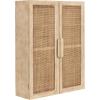 imageKate and Laurel Ori Transitional Cane TwoDoor Wall Cabinet 22 x 7 x 28 Natural Wood Decorative Rattan OverTheToilet Storage Cabinet with Three Shelves for Bathroom Decor or Living Room Display