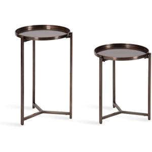 imageKate and Laurel Aguilar Modern Metal Round Nesting Tables Set of Two Black Transitional TwoPiece Circle Side Table Set for Use as Tiered Plant Stands or Outdoor Plant DecorBronze