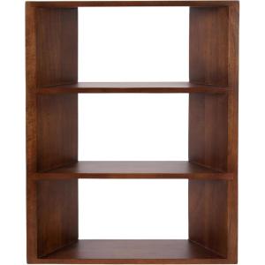 imageKate and Laurel Akita Modern Angled ThreeTier Wall Shelf 20 x 6 x 26 Black Decorative Over The Toilet Shelf for Use as Bathroom Storage or Living Room Display ShelvingWalnut Brown