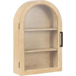 imageKate and Laurel Arcott Modern Arch Wall Cabinet 16 x 7 x 24 White Transitional Arched Cabinet for Use as OverTheToilet Storage or Living Room Storage OptionNatural
