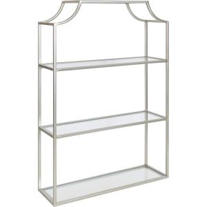 imageKate and Laurel Ciel Modern Glam Wide TwoTier Wall Shelf 24 x 20 Bronze Tiered Bathroom Shelves for Over The Toilet Storage or Bedroom Makeup OrganizerSilver