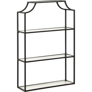 imageKate and Laurel Ciel Modern Glam Wide TwoTier Wall Shelf 24 x 20 Bronze Tiered Bathroom Shelves for Over The Toilet Storage or Bedroom Makeup OrganizerBlack