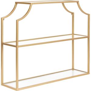 imageKate and Laurel Ciel Modern Glam Wide TwoTier Wall Shelf 24 x 20 Bronze Tiered Bathroom Shelves for Over The Toilet Storage or Bedroom Makeup OrganizerGold