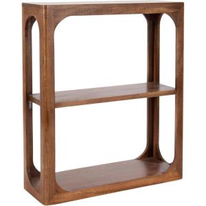 imageKate and Laurel Dahl Modern Mango Wood Tiered Wall Shelf 18 x 7 x 22 Black Decorative Over The Toilet Shelf for Use as Bathroom Storage or Living Room Display ShelvingWalnut Brown