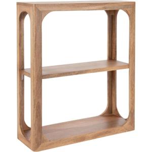 imageKate and Laurel Dahl Modern Mango Wood Tiered Wall Shelf 18 x 7 x 22 Black Decorative Over The Toilet Shelf for Use as Bathroom Storage or Living Room Display ShelvingNatural