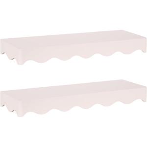 imageKate and Laurel Maida Modern Decorative Wavy Wall Floating Shelves Set of 2 24 x 8 Pink Functional Scalloped Kitchen and Bathroom Shelves for Above Toilet or Cute Nursery Bookshelves