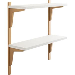 imageKate and Laurel Meridien Modern TwoTier Wooden Shelves 24 x 8 x 24 White and Gold Stunning Tiered Wall Shelf for Storage and Display as Cute Nursery Shelving or Bedroom Storage