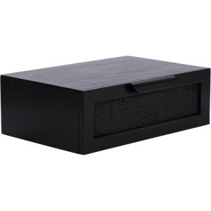 imageKate and Laurel Ori Transitional Cane Rattan Floating Side Table with PullOut Storage Drawer 18x13x6 BlackBlack
