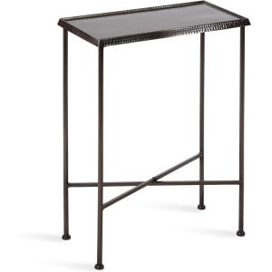 imageKate and Laurel Sanzo Modern Metal Skinny Side Table 17 x 9 x 24 Gunmetal Rectangular Slim Bedroom Nightstand with Hammered Tabletop for Use as Bedside Accent or Narrow Living Room End TablePewter