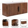 imageKate and Laurel Atwood Modern Mango Wood TwoDoor Wall Cabinet 32 x 10 x 14 Walnut Brown Decorative Storage Cabinet with Metal Pulls for Use as Floating Nightstand or Floating TV Shelf