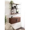 imageKate and Laurel Atwood Modern Mango Wood TwoDoor Wall Cabinet 32 x 10 x 14 Walnut Brown Decorative Storage Cabinet with Metal Pulls for Use as Floating Nightstand or Floating TV Shelf