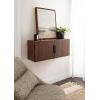 imageKate and Laurel Atwood Modern Mango Wood TwoDoor Wall Cabinet 32 x 10 x 14 Walnut Brown Decorative Storage Cabinet with Metal Pulls for Use as Floating Nightstand or Floating TV Shelf