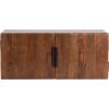 imageKate and Laurel Atwood Modern Mango Wood TwoDoor Wall Cabinet 32 x 10 x 14 Walnut Brown Decorative Storage Cabinet with Metal Pulls for Use as Floating Nightstand or Floating TV Shelf