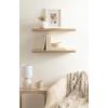 imageKate and Laurel Burena Modern Curved Mango Wood Floating Shelves Set of 2 24 x 6 Walnut Brown Functional Bathroom and Kitchen Shelves for Storage and DisplayNatural