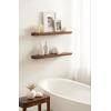 imageKate and Laurel Burena Modern Curved Mango Wood Floating Shelves Set of 2 24 x 6 Walnut Brown Functional Bathroom and Kitchen Shelves for Storage and DisplayWalnut Brown