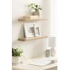 imageKate and Laurel Burena Modern Curved Mango Wood Floating Shelves Set of 2 24 x 6 Walnut Brown Functional Bathroom and Kitchen Shelves for Storage and DisplayNatural