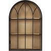 imageKate and Laurel Megara Decorative Wooden Hanging Arched Wall Cabinet with Door for Open Storage 16 x 6 x 24 Black and Natural Wood Wooden Floating Wall Bathroom Cabinet for Above Toilet StorageNatural