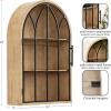 imageKate and Laurel Megara Decorative Wooden Hanging Arched Wall Cabinet with Door for Open Storage 16 x 6 x 24 Black and Natural Wood Wooden Floating Wall Bathroom Cabinet for Above Toilet StorageNatural