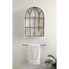 imageKate and Laurel Megara Decorative Wooden Hanging Arched Wall Cabinet with Door for Open Storage 16 x 6 x 24 Black and Natural Wood Wooden Floating Wall Bathroom Cabinet for Above Toilet StorageBlackWhite