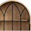 imageKate and Laurel Megara Decorative Wooden Hanging Arched Wall Cabinet with Door for Open Storage 16 x 6 x 24 Black and Natural Wood Wooden Floating Wall Bathroom Cabinet for Above Toilet StorageNatural