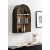 imageKate and Laurel Megara Decorative Wooden Hanging Arched Wall Cabinet with Door for Open Storage 16 x 6 x 24 Black and Natural Wood Wooden Floating Wall Bathroom Cabinet for Above Toilet StorageNatural