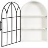 imageKate and Laurel Megara Decorative Wooden Hanging Arched Wall Cabinet with Door for Open Storage 16 x 6 x 24 Black and Natural Wood Wooden Floating Wall Bathroom Cabinet for Above Toilet StorageBlackWhite